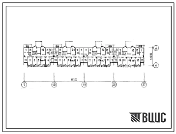 Типовой проект П-3-1300-325(93-042(1.2) Помещения общественного назначения в подвале 5-этажного 4-секционного жилого дома, скомпонованного из блок-секций 93-042(1.2), (убежище на 1300 человек, размеры убежища 85,2м на 12,6м, режимы вентиляции 1,2).