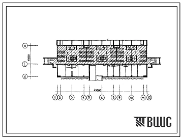 Типовой проект Б-3-330(299-2-65) Двойное использование помещений 1 этажа спортивного корпуса в конструкциях иис-04 с залом 38х18 м с местами для зрителей, (убежище на 330 человек, размеры убежища 45м на 15м, режимы вентиляции 1,2).