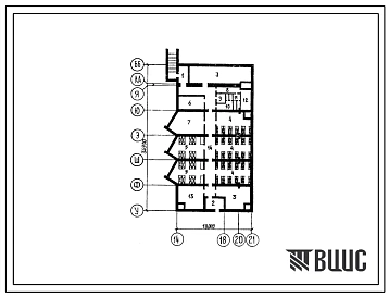 Типовой проект Б-1-1027(252-1-95) Складские помещения в подвале главного корпуса больницы восстановительного лечения на 120 коек, (убежище на 1027 человек, размеры убежища 34,9м на 18м, режимы вентиляции 1).