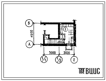 Типовой проект П-5-11(144-89-98.86) Бытовые помещения в подвале жилого дома мансардного 1-квартирного с 4-комнатной квартирой, (убежище на 11 человек, размеры убежища 6м на 4,2м, режимы вентиляции 1).