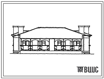 Типовой проект 181-203-18с.13.87 Одноэтажный двухквартирный блокированный жилой дом с 2-х комнатными квартирами (для Азербайджанской ССР)