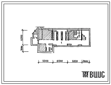 Типовой проект П-4-83(416-4-107.86) Помещения подвала здания бытовых помещений на 150 рабочих с буфетом, приспосабливаемые под ПРУ (убежище на 83 человек, размеры убежища 21м на 9м, режимы вентиляции 1,2).