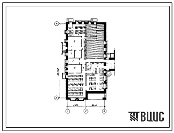 Типовой проект П-5-170(215-1-338.85) Хозяйственно-бытовые помещения 1-ого этажа детских яслей-сада на 140 мест со стенами из камня известняка-ракушечника, (убежище на 170 человек, размеры убежища 25,9м на 12,6м, режимы вентиляции 1,2).