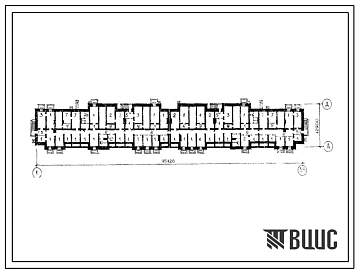 Типовой проект Б-1-700(111-94-1.75) Хозяйственно-бытовые помещения в подвале 5-этажного 6-секционного 80-квартирного жилого дома, (убежище на 700 человек, размеры убежища 95,42м на 12,9м, режимы вентиляции 1,2,3).