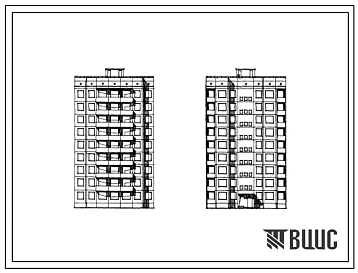 Типовой проект 94-025 Девятиэтажная крупнопанельная рядовая блок-секция на 36 квартир (однокомнатных 1А-9, двухкомнатных 2Б-9, трехкомнатных 3А-18).