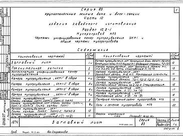 Часть 10 Раздел 10.8-1 Изделия заводского изготовления. Мусоропровод МП-3. Чертежи унифицированных камер мусороудаления УКМ-1. Общие чертежи мусоропровода.