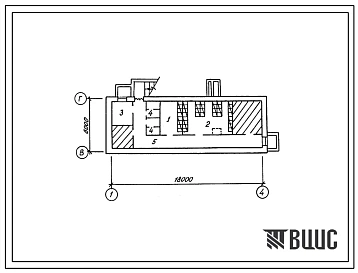 Типовой проект П-1(2,4)-50(411-1-135.86) Производственные помещения подвала производственно-лаболаторного корпуса лесхоза для среднеевропейской части СССР, (убежище на 50 человек, размеры убежища 18м на 6м, режимы вентиляции 1).