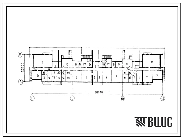 Типовой проект Б-1-900-79.301 Помещения общественного назначения в подвале 111-82-2/1, (убежище на 900 человек, размеры убежища 78м на 13,8м, режимы вентиляции 1,2,3).
