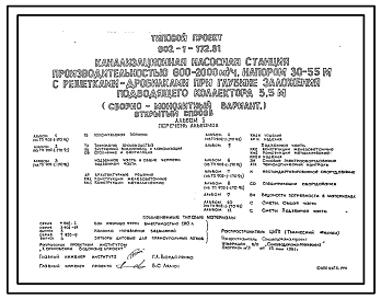 Типовой проект 902-1-172.91 Канализационная насосная станция производительностью 600–2000 м3/ч, напором 30–55 м с решетками-дробилками при глубине заложения подводящего коллектора 5,5 м (сборно-монолитный вариант, открытый способ)