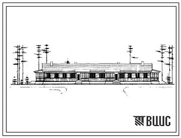 Типовой проект 1-50Б-9 Одноэтажный четырехквартирный жилой дом с 2-3-х комнатными квартирами с  полным благоустройством, стены брусчатые.