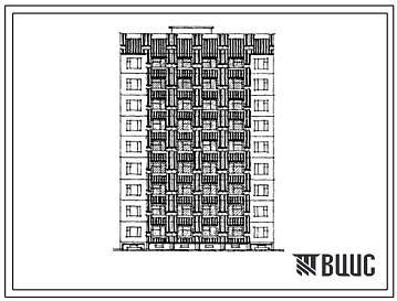 Типовой проект 76-0104с.13.87 Блок-секция 9-этажная 18-квартирная рядовая с торцевыми окончаниями 4.4. Для строительства в Таджикской ССР.