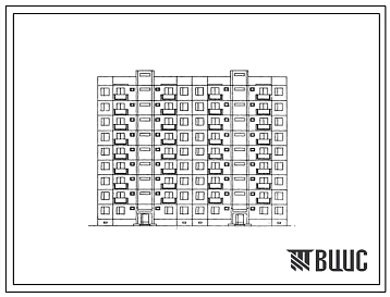 Типовой проект 127-02С/1 Девятиэтажная крупнопанельная рядовая блок-секция на 36 квартир (двухкомнатных 2Б-9; трехкомнатных 3А-18; четырехкомнатных — 4А-9).