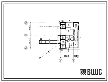 Типовой проект А-3-35(252-01-141.87) Хозяйственно-бытовые помещения в подвале патологоанатомического корпуса на 500 вскрытий в год с отделом бюро судебно-медицинской экспертизы, (убежище на 35 человек, размеры убежища 12м на 8,05м, режимы вентиляции 1,2).