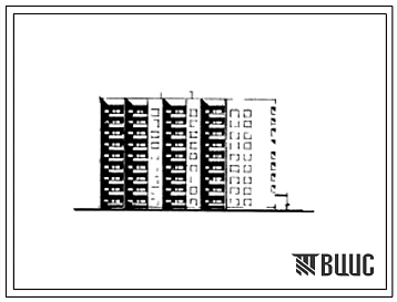 Типовой проект 124-019 Блок-секция девятиэтажная торцевая правая со встроенными в 1 этаже подсобными помещениями для продовольственного магазина, тип. пр. №272-32-23, блок 4, тип 1, на 70 квартир (однокомнатных 1Б-9, двухкомнатных 2Б-36, трехкомнатных 3Б-