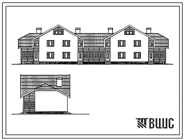 Типовой проект У.144-24-329.92 Двухэтажный четырехквартирный жилой дом с 3-комнатными квартирами в двух уровнях
