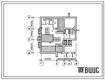 Типовой проект П-4-30(274-20-163.13.87) Хозяйственно-бытовые помещения в подвале столовой на 50 мест с магазином товаров повседневного спроса торговой площадью150 м2, (убежище на 30 человек, размеры убежища 9,55м на 9,2м, режимы вентиляции 1,2).