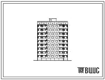 Типовой проект 94-017/1.2 Блок-секция 9-этажная 36-квартирная рядовая с торцовыми окончаниями, левая 1Б-2Б-3А-3Б