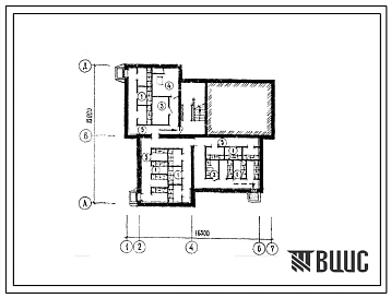 Типовой проект П-4-80(154-89-84(1.2.) Бытовые помещения в подвале жилого дома для малосемейных 4-этажного 16 квартирного с однокомнатными квартирами, (убежище на 80 человек, размеры убежища 16,5м на 15м, режимы вентиляции 1,2).