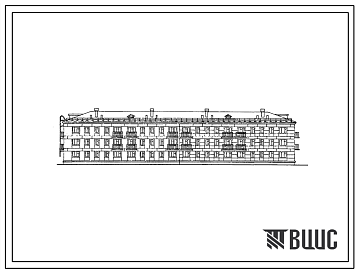 Типовой проект 1-307с-17 Трехэтажный четырехсекционный дом на 48 квартир, без ванн, с подвалом и без подвала.