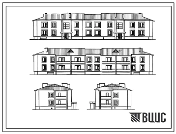 Типовой проект 114-24-226.87 Двухэтажный двухсекционный жилой дом на 12 квартир