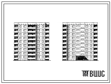 Типовой проект 9-этажная 54-квартирная рядовая блок-секция 1-А 1-А 1-Б 1-Б 2-А 2-А для строительства в городах Братске и Усть-Илимске