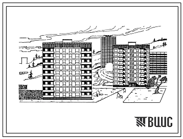 Типовой проект 87-081 Унифицированный проект 9-этажной рядовой блок-секции на 36 квартир (двухкомнатных 2Б-18; трехкомнатных 3А-9, 3Б-9). Для строительства во 2В, 3В, 3Б климатических подрайонах Украинской ССР на неравномерно-сжимаемых грунтах, на просадо