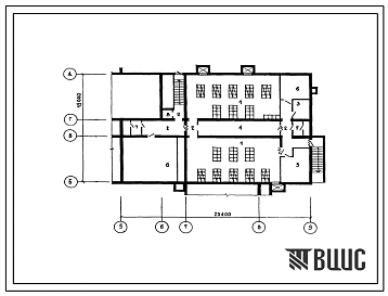 Типовой проект П-4-152(223-1-511.2.13.87) Помещения общественного назначения, размещаемые в подвале школы на 11 классов (132 учащихся), (убежище на 152 человек, размеры убежища 15м на 23,4м, режимы вентиляции 1,2).