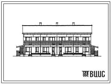 Типовой проект 143-17-59/1 Двухэтажный четырехквартирный блокированный жилой дом с 3-4-комнатными квартирами