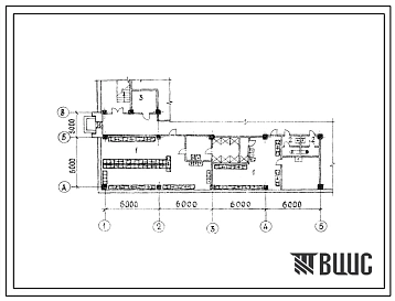 Типовой проект Б-2-100(807-139) Хозяйственно-бытовые помещения в подвале лабораторного корпуса ветеринарной лаборатории со штатом 100 человек, (убежище на 100 человек, размеры убежища 24м на 9м, режимы вентиляции 1).