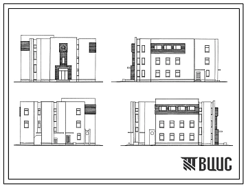 Типовой проект 264-23-16.13.87 Здание народного суда с 2-мя (двумя) залами заседания.Стены из кирпича.