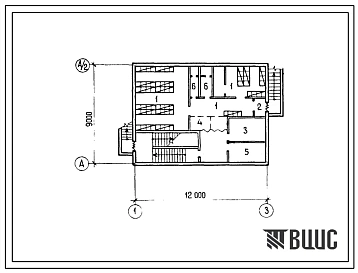Типовой проект П-2-84(816-1-152.88) Бытовые помещения главного корпуса мастерской общего назначения рапо с парком на 600 тракторов, (убежище на 84 человек, размеры убежища 12м на 9м, режимы вентиляции 1,2).