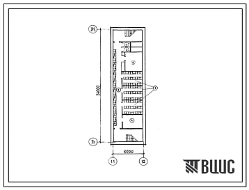Типовой проект П-1-126(408-39-4.87) Общественные помещения в подвале завода ремонта бытовых машин и приборов с производственной программой (убежище на 126 человек, размеры убежища 24м на 6м, режимы вентиляции 1,2).