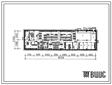 Типовой проект П-4-480(416-9-62с.89) Помещения подвала служебно-бытового здания площадью 1808м2 со столовой двух отделений, с площадью сада 1200 ГА, (убежище на 480 человек, размеры убежища 480 человек, размеры убежища 12м на 48м, режимы вентиляции 1,2).