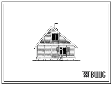 Типовой проект 186-000-634.87 Летний садовый домик с мансардой со стенами из щитовых конструкций (тип 1)