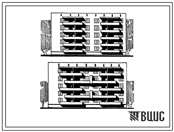 Типовой проект 67-010 Двойная блок-секция торцевая на 25 квартир (однокомнатных 1Б-5, двухкомнатных 2Б-10, трехкомнатных 3Б-10).