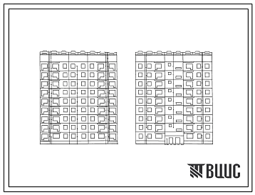 Типовой проект 135-02/1.2 9-этажная 36-квартирная блок-секция с торцовыми окончаниями 2-Б 2-Б 3-А 3-А