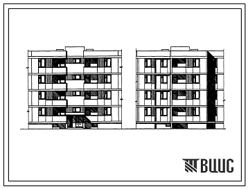 Типовой проект 126-056.84 Четырехэтажная блок-секция рядовая с торцевыми окончаниями на 12 квартир. Для строительства в сельской местности
