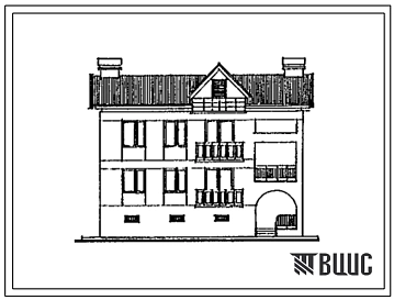 Типовой проект 123-17-158с.13.90 2-этажная блок-квартира (правый блок) с 4-комнатнами квартирами 2-4-II (для республики Грузия)