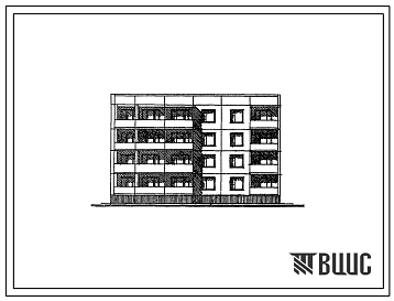 Типовой проект 121-068/1 Четырехэтажный жилой блок общежития на 56 человек для малосемейных.