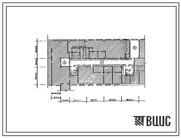 Типовой проект П-4-130(416-1-253 91) Помещения первого этажа административно-бытового здания эксплуатационного филиала пато на 300 грузовых автомобилей, приспосабливаемые под ПРУ (убежище на 130 человек, размеры убежища 30м на 15м, режимы вентиляции 1,2).