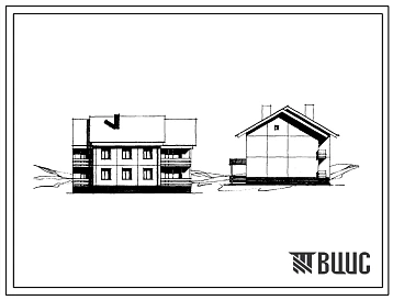 Типовой проект 97-058/1 Блок-секция 2-этажная торцовая правая на 8 квартир )однокомнатных 1А-4, двухкомнатных 2А-2, 2Б-2). Для строительства в 1В климатическом подрайоне.