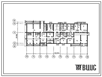 Типовой проект П-4-270(254-1-131с.85) Хозяйственно-бытовые помещения подвала главного корпуса участковой больницы на 100 коек с поликлиникой на 150 помещений в смену, (убежище на 270 человек, размеры убежища 54м на 20м, режимы вентиляции 1,2).