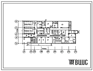 Типовой проект А-II (III,IV)-320(254-07-17.88) Вспомогательные помещения в подвале акушерского корпуса на 100 коек (со стенами из кирпича), (убежище на 320 человек, размеры убежища 45м на 21м, режимы вентиляции 1,2).