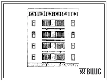 Типовой проект 63-039с.13.86 Блок-секция 4-этажная 8-квартирная рядовая с торцовыми окончаниями 2Б-3А (для Азербайджанской ССР)