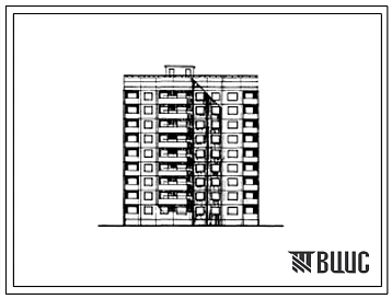 Типовой проект 94-058/1 Блок-секция девятиэтажная 36-квартирная рядовая, с торцовыми окончаниями, левая, для Южных регионов УССР (двухкомнатных 2Б-18; трехкомнатных 3А-9, 3Б-9).