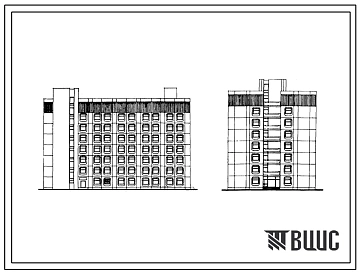 Типовой проект 251-07-24.89 Терапевтический корпус на 180 коек для расширения больниц (объёмно-планировочное решение). Здание восьмиэтажное.  Стены из трёхслойных керамзитобетонных панелей по серии 1.090.1-1.