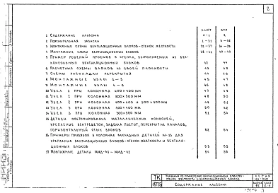 Выпуск 12 Указания по применению вентиляционных блоков-стенок жесткости и вентиляционных блоков для общественных зданий каркасной конструкции серии ИИ-04 с сеткой колонн 6х9; 6х6; 6х4,5; 6х3м