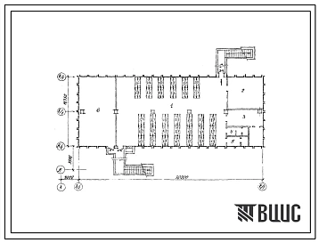 Типовой проект Б-1-420-77.245(816-240) Хозяйственно-бытовые помещения в подвале главного корпуса завода по ремонту тракторных агрегатов типа дт-75 и т-150, (убежище на 420 человек, размеры убежища 30м на 11,35м, режимы вентиляции 1,2).