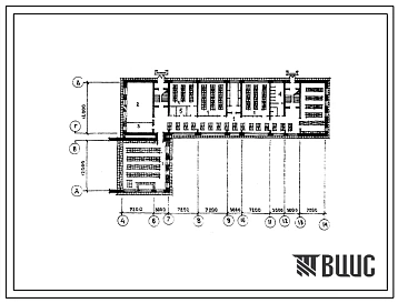 Типовой проект П-5-800(231-2-135-62) Помещения первого этажа учебного корпуса профтеучилища и техникума на 720 учащихся, (убежище на 800 человек, размеры убежища 48м на 24м, режимы вентиляции 1,2,3).