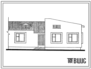 Типовой проект 000-0557.13.87 Одноэтажная блок-квартира типа 5Б торцевая правая (для Казахской ССР)